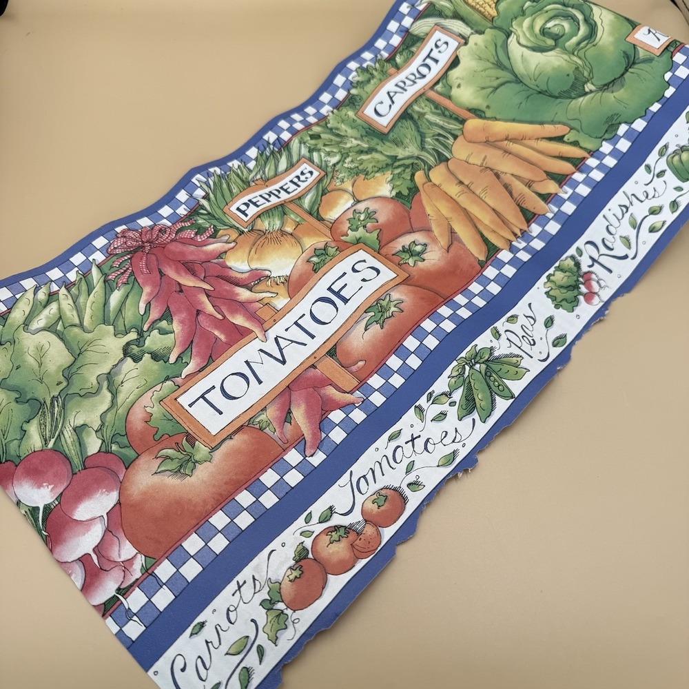 Vintage Veggies Farm Stand Wallpaper Border Country Kitchen Craft 15ft x 6.75in